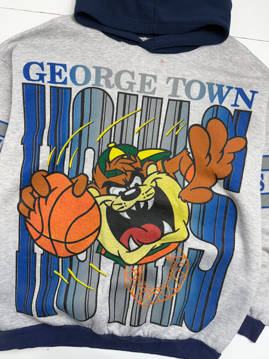 Vintage 90's Georgetown Hoyas Taz Hoodie Grey | Vitnage Clothing Store Canada