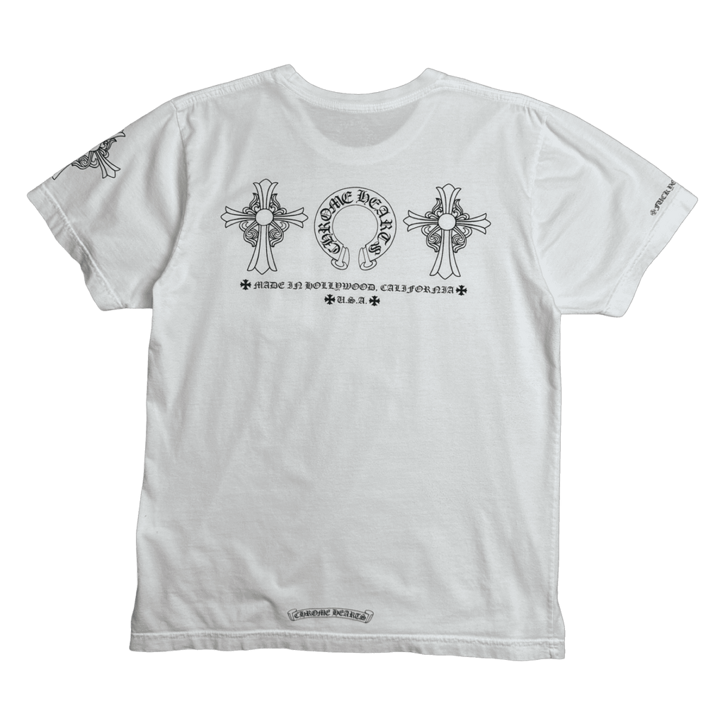 Chrome Hearts Hollywood Horseshoe Cross Pocket Tee White