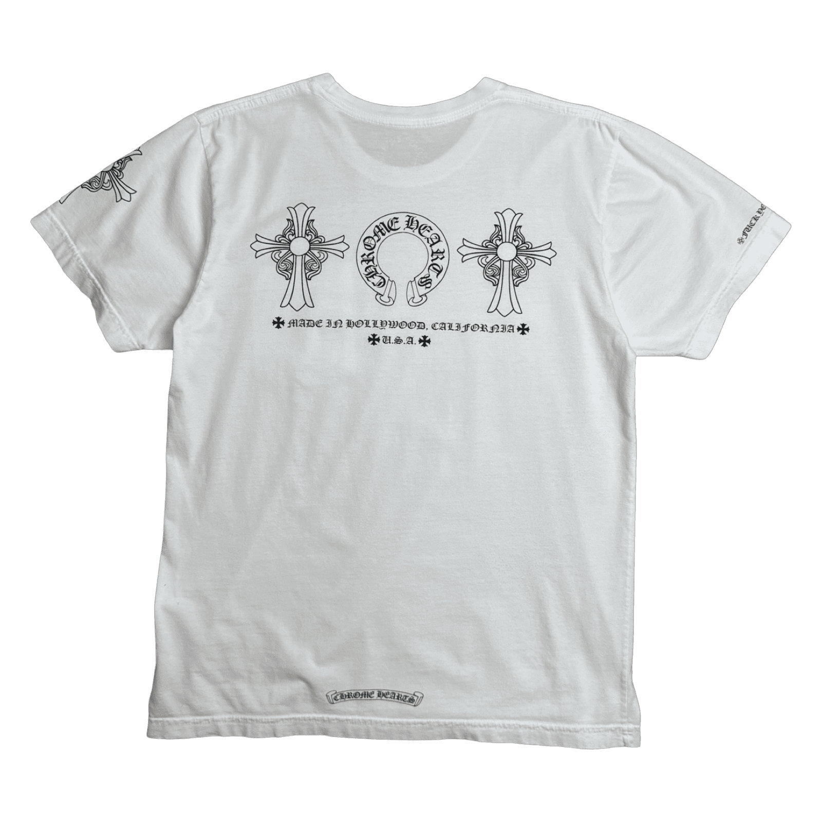Chrome Hearts Hollywood Horseshoe Cross Pocket Tee White