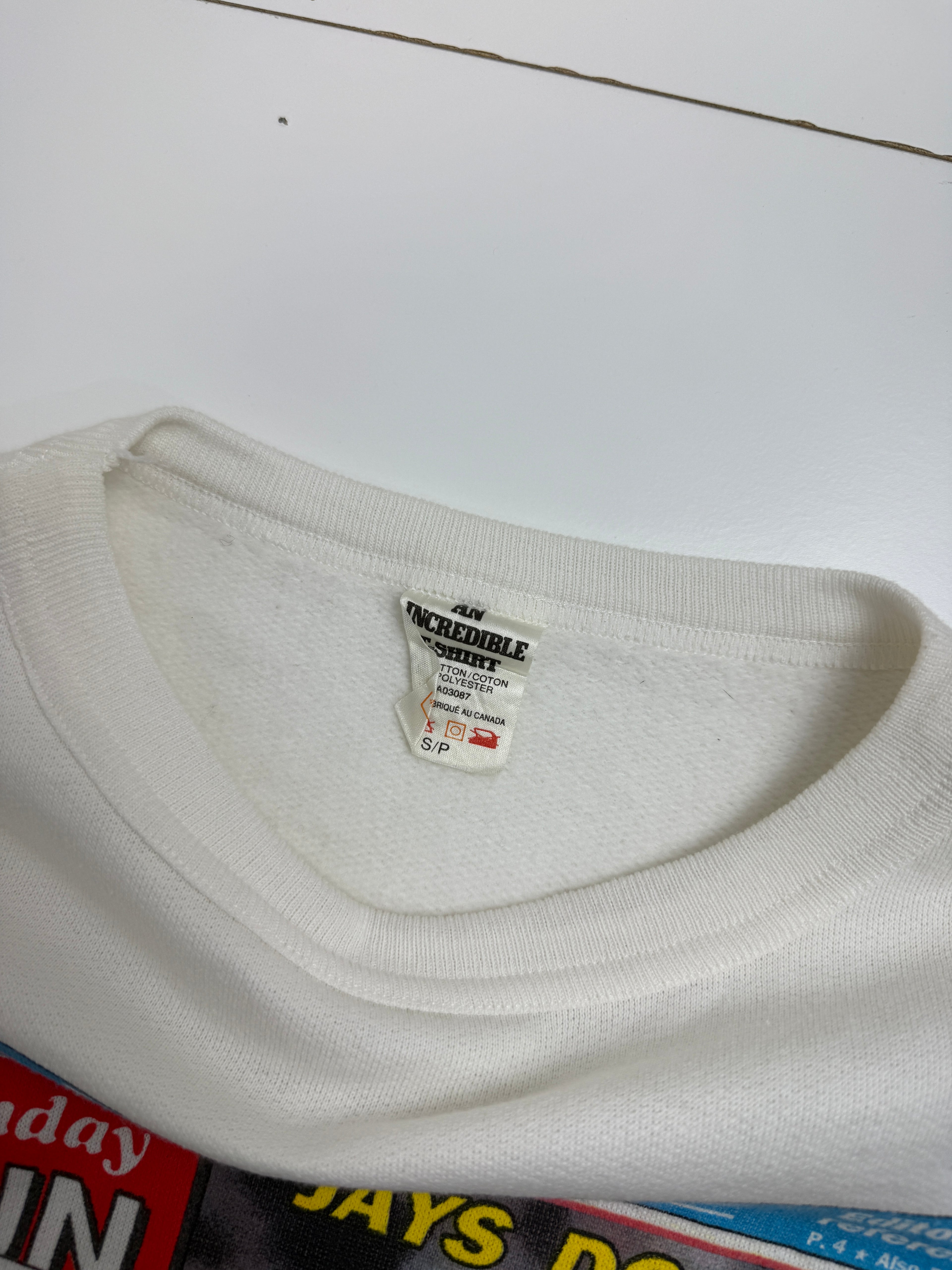 Vintage 1990's Toronto Blue Jays News Paper Sweatshirt White