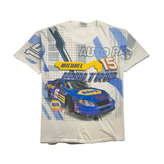 Vintage Nascar Micheal Waltrip AOP Tee White | Vitnage Clothing Store Canada