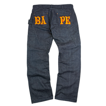BAPE Embroidered Spell Out Double Knee Denim Jeans (USED)