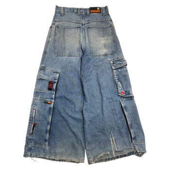 Kik Wear Wide Baggy Cargo Denim Pants