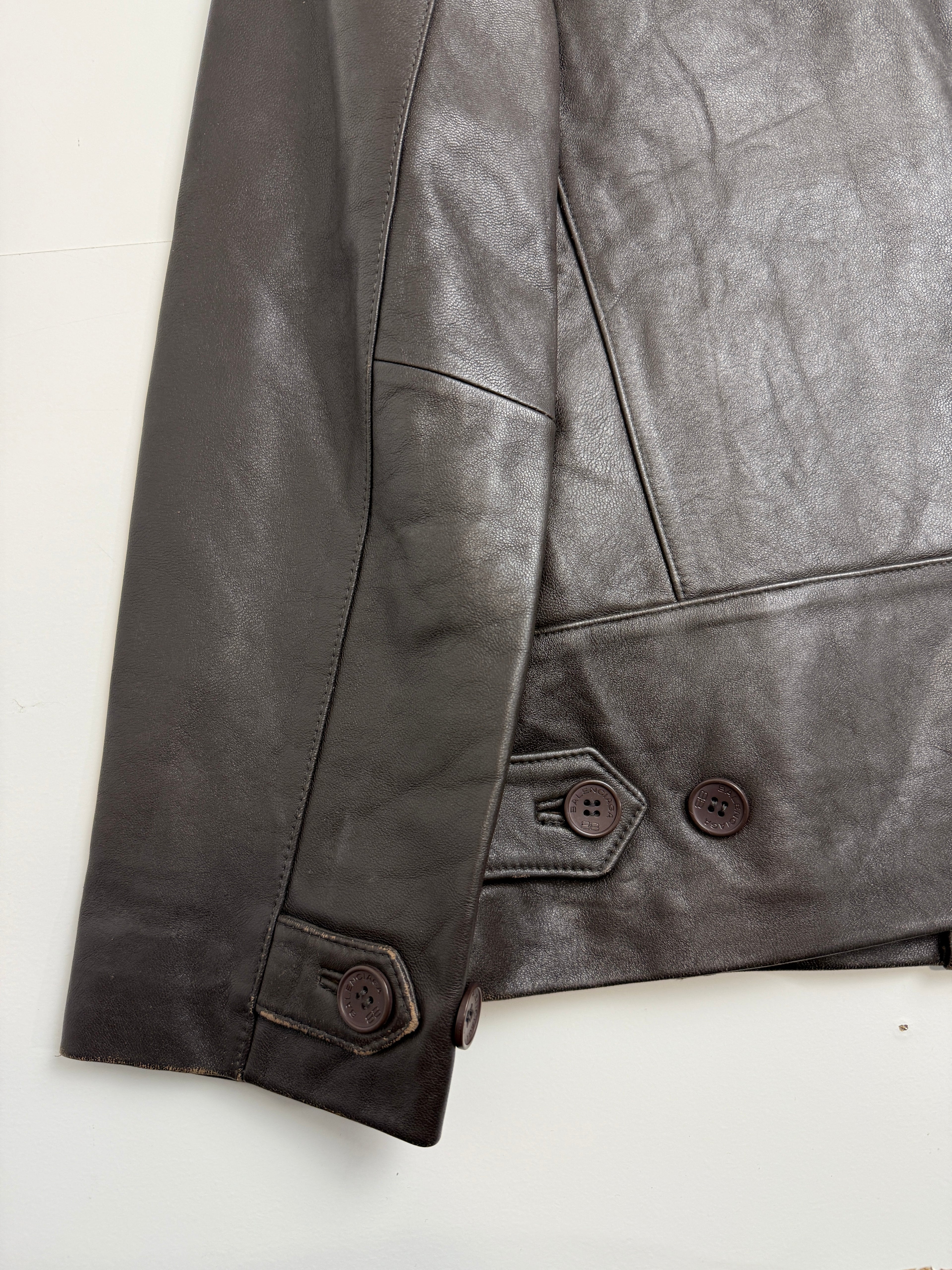 Vintage Balenciaga Paris BB Leather Jacket Brown