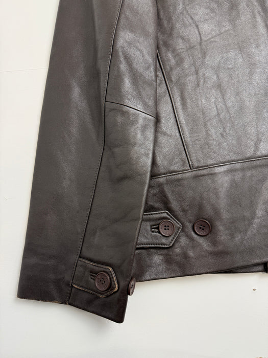 Vintage Balenciaga Paris BB Leather Jacket Brown | Vitnage Clothing Store Canada