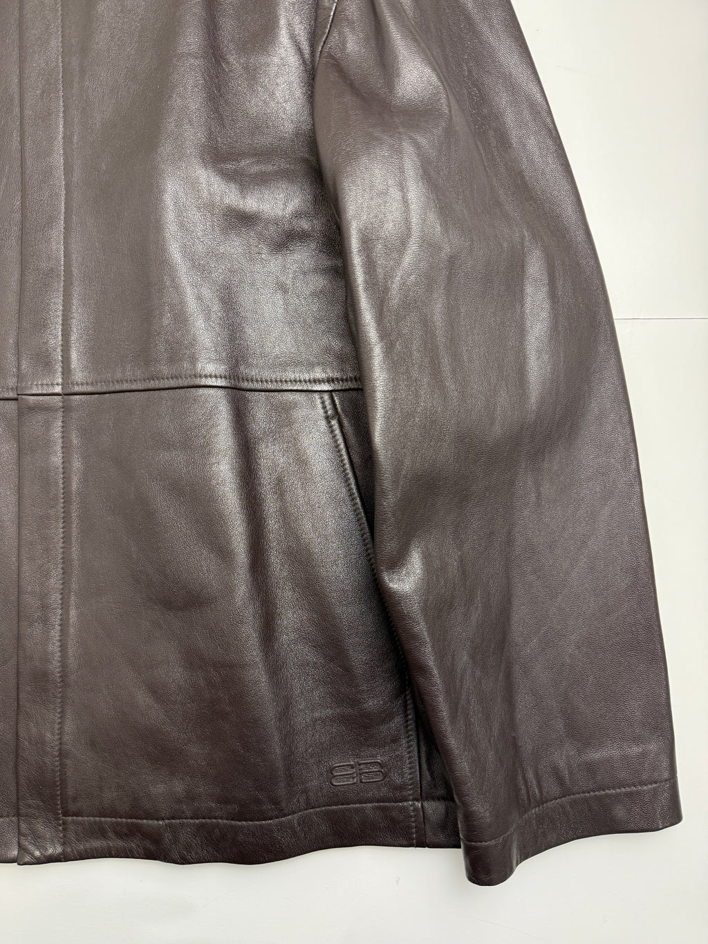 Vintage Balenciaga Paris BB Leather Jacket Brown
