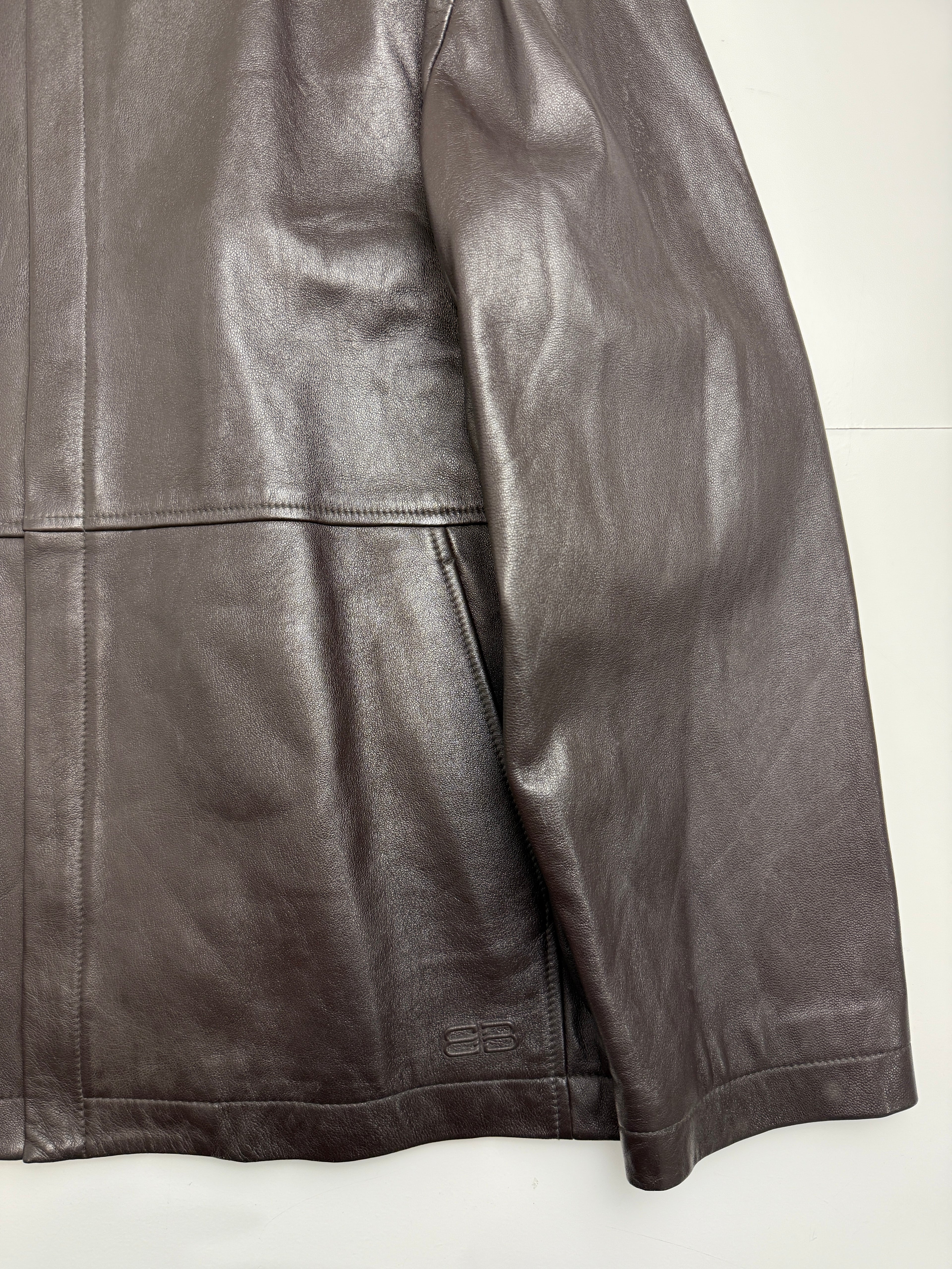 Vintage Balenciaga Paris BB Leather Jacket Brown