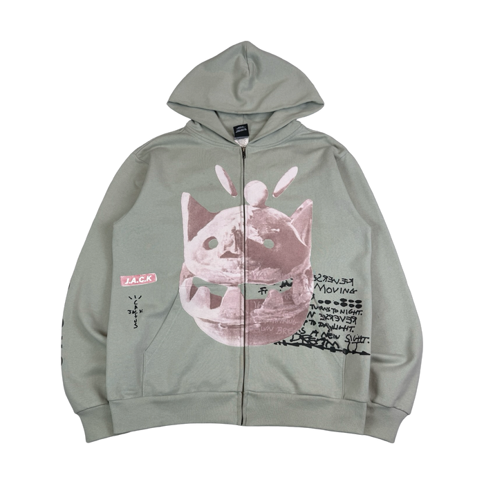 Cactus Jack Travis Scott New Sight Zip Up Hoodie Sage (USED) | Vitnage Clothing Store Canada