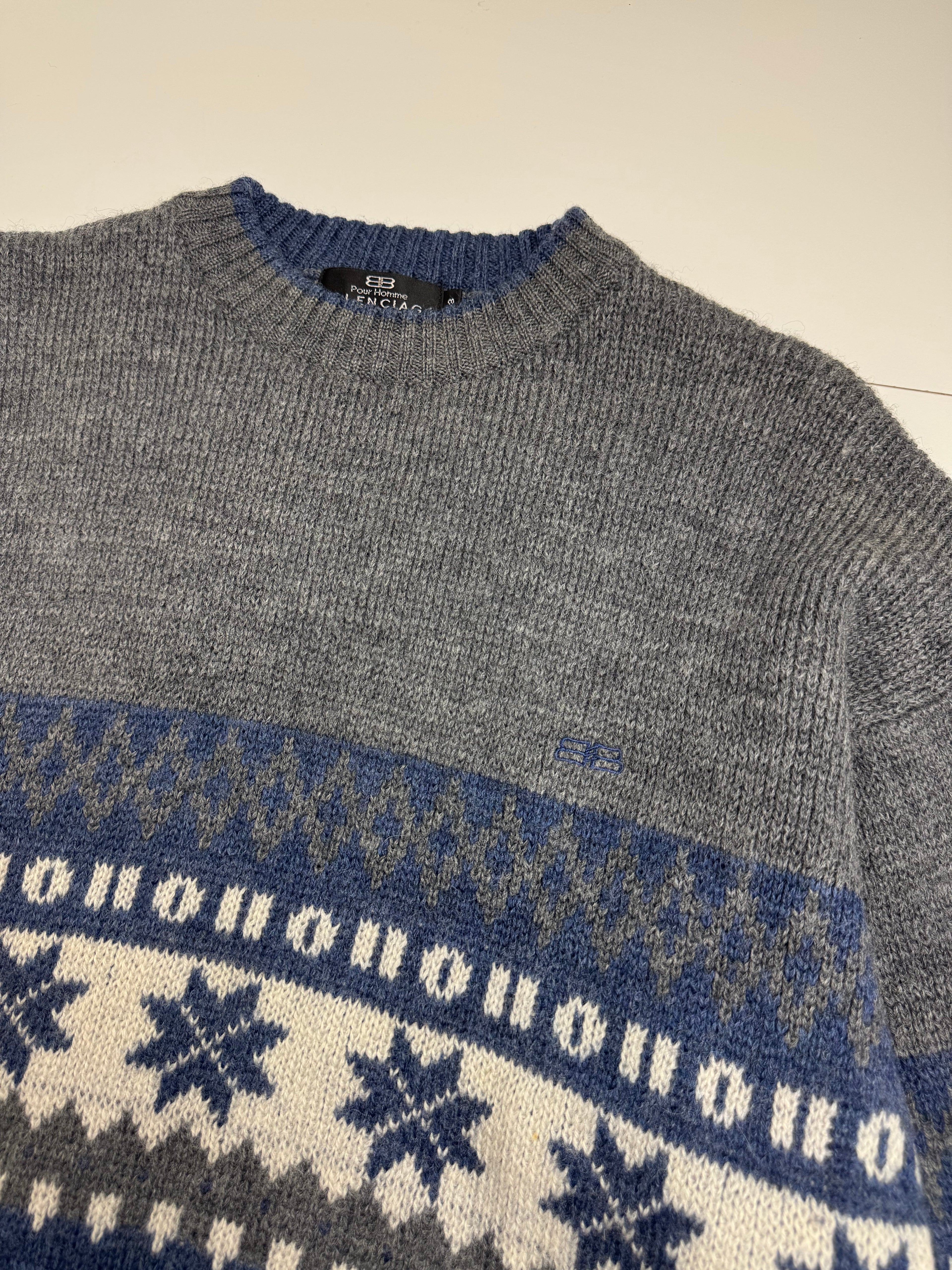 Vintage Men's Balenciaga Paris Wool Knitted Sweater