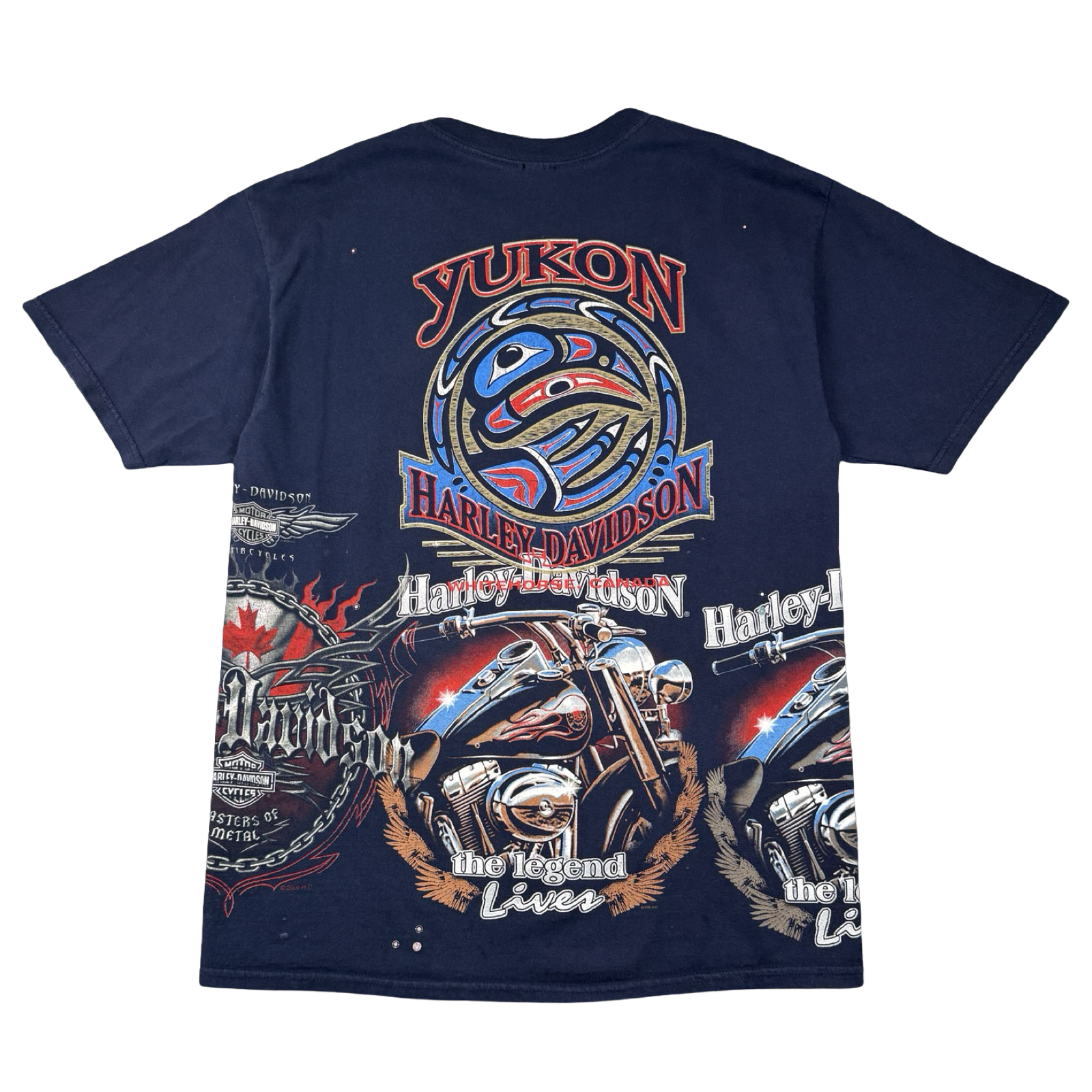 Vintage Harley Davidson Reversible Polar Bear Test Print Sample Tee Navy