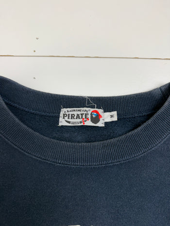 BAPE Ape Crossbone Pirate College Crewneck Navy (USED)