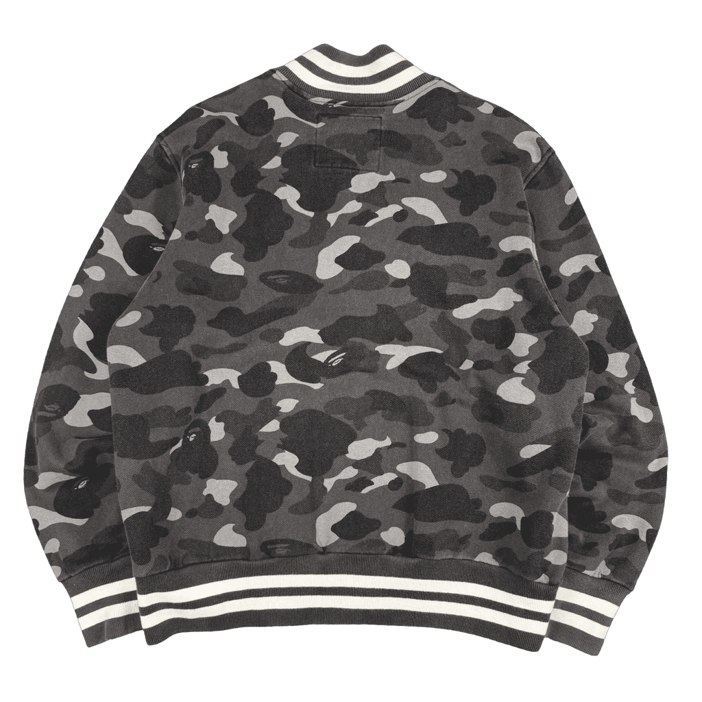 BAPE Spell Out Dark Camo Varsity Jacket Black/Grey (USED)