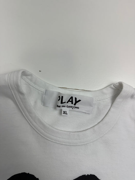 Comme des Garcons PLAY Multi Logo Black Heart Tee White (USED) | Vitnage Clothing Store Canada