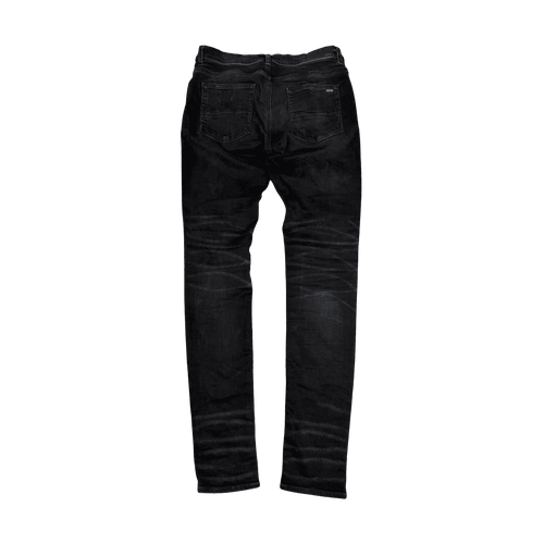 AMIRI Embroidered Paint Drip Core Logo Distressed Skinny Jeans Black (USED) | Vintage Clothing Store Canada