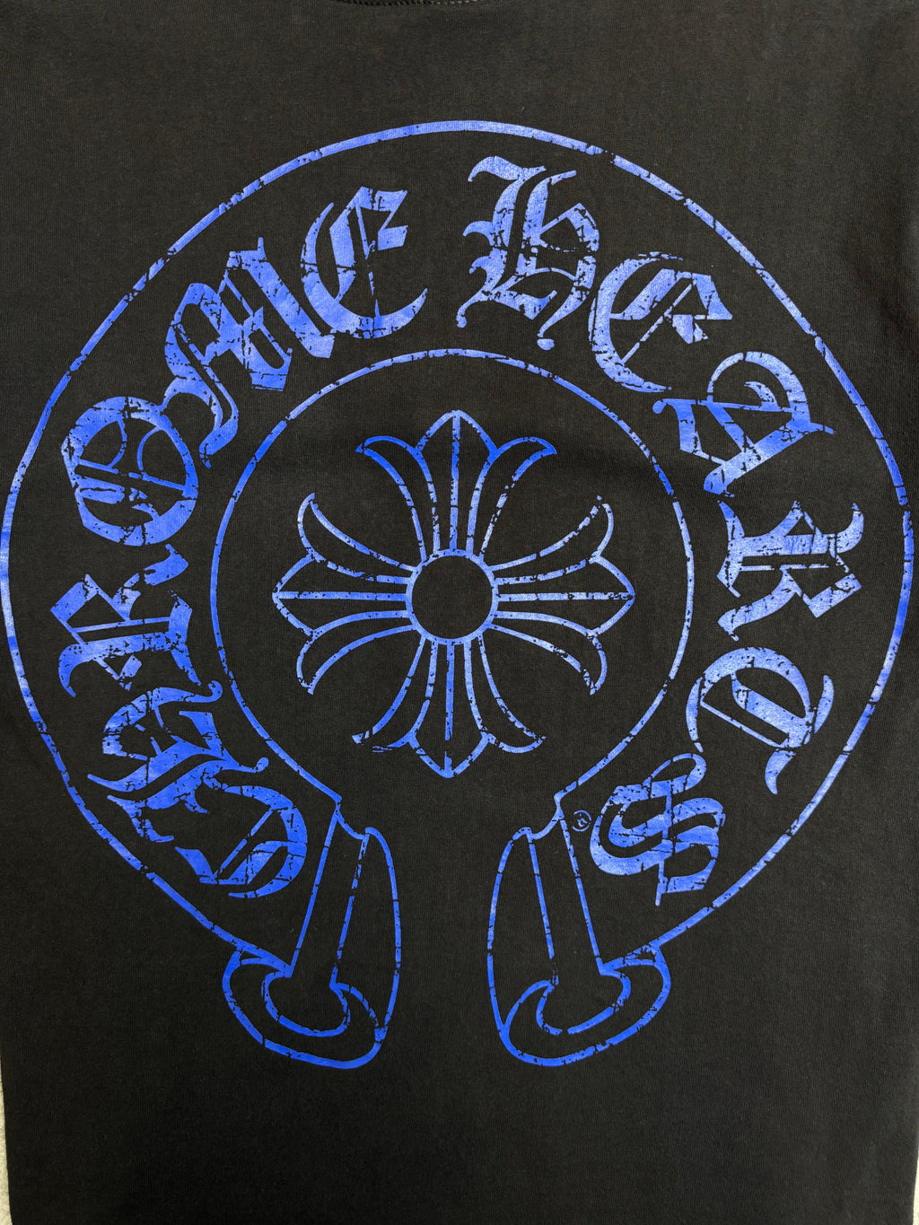 Vintage Chrome Hearts Cracked Horseshoe Pocket Tee Black/Blue