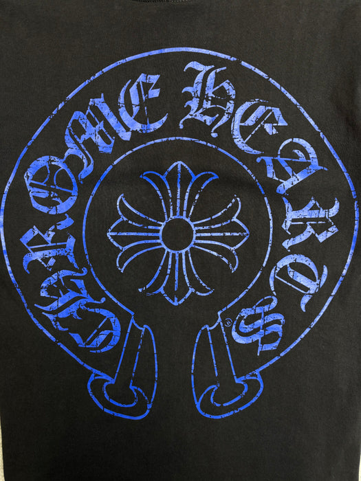 Vintage Chrome Hearts Cracked Horseshoe Pocket Tee Black/Blue | Vitnage Clothing Store Canada
