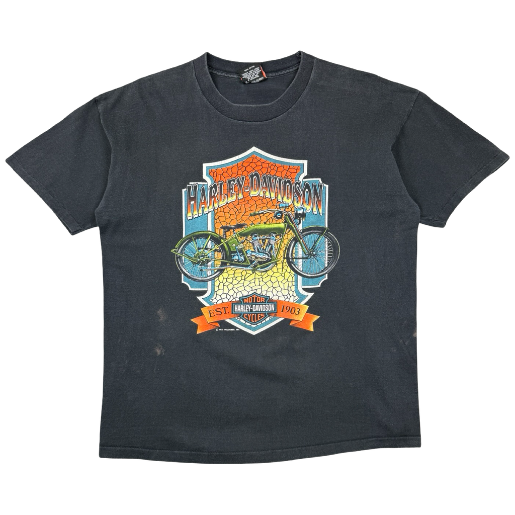 Vintage Harley Davidson Stained Glass Tee Black