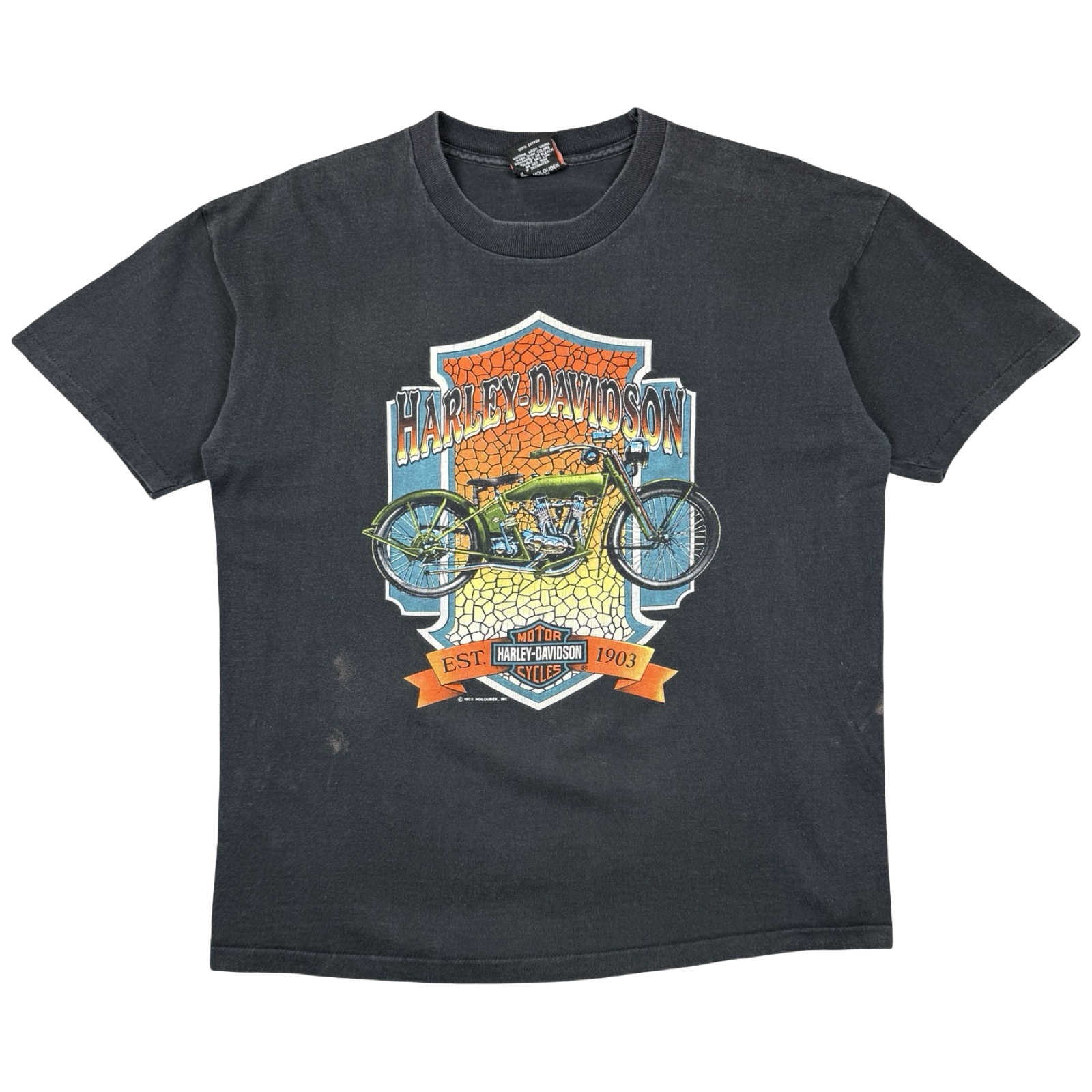 Vintage Harley Davidson Stained Glass Tee Black