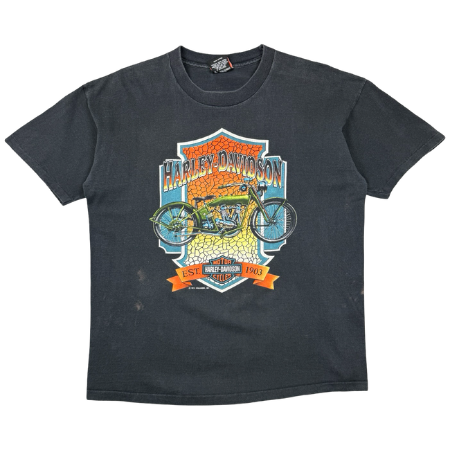 Vintage Harley Davidson Stained Glass Tee Black