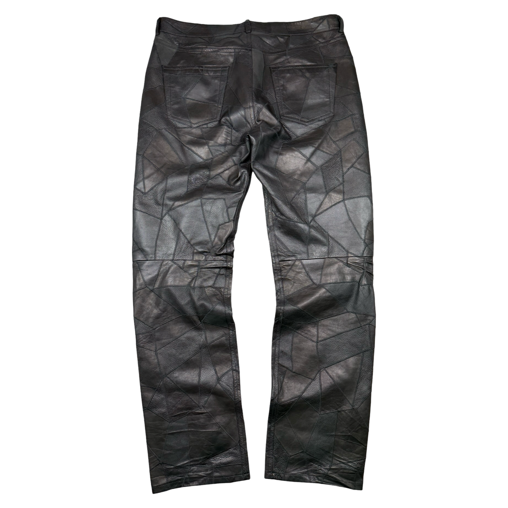 FA18 Balenciaga Patchwork Genuine Leather Pants Black