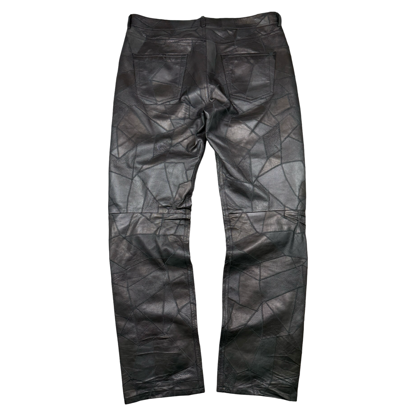 FA18 Balenciaga Patchwork Genuine Leather Pants Black