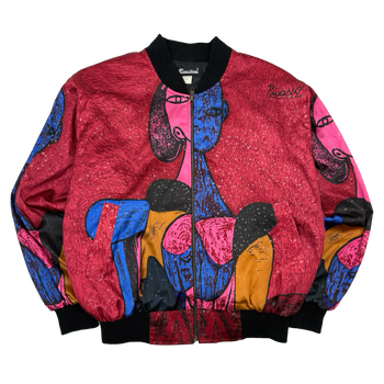 Vintage Picasso Art Print Satin Bomber Jacket