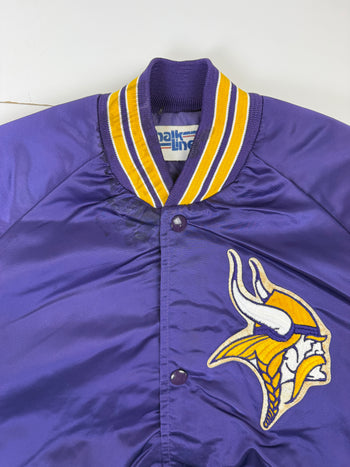 Vintage Minnesota Vikings Satin Bomber Jacket Purple