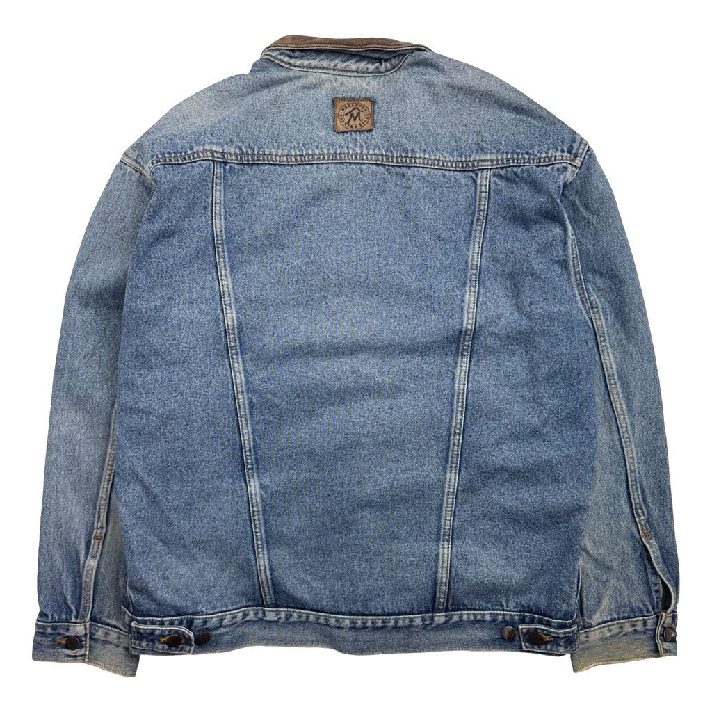Vintage 90s Marlboro Plaid Lined Denim Jacket