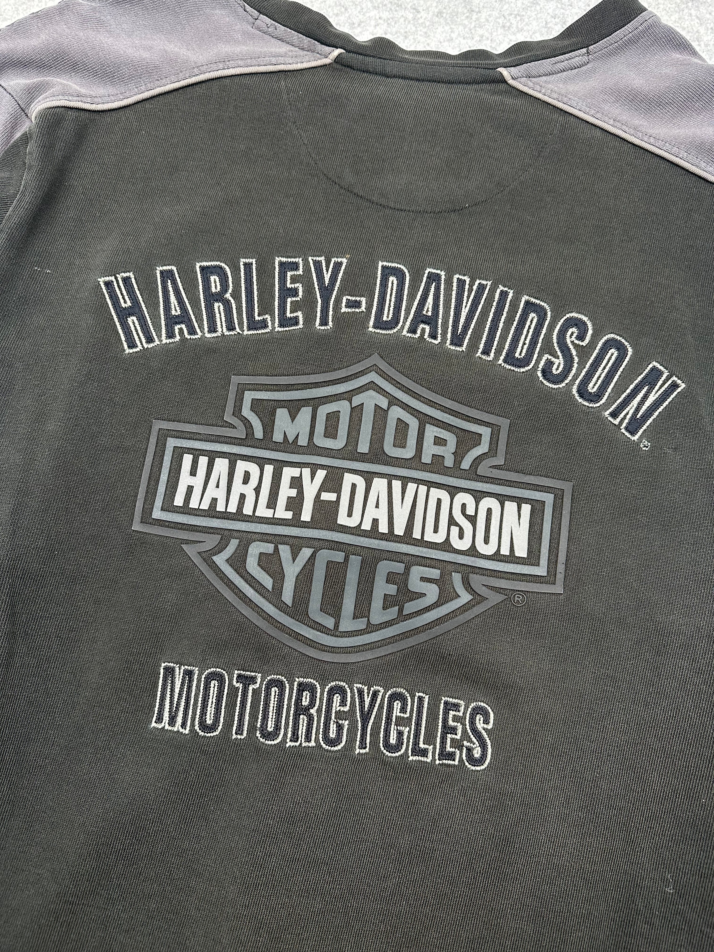 Vintage Harley Davidson Embroidered Spell Out Crewneck Black