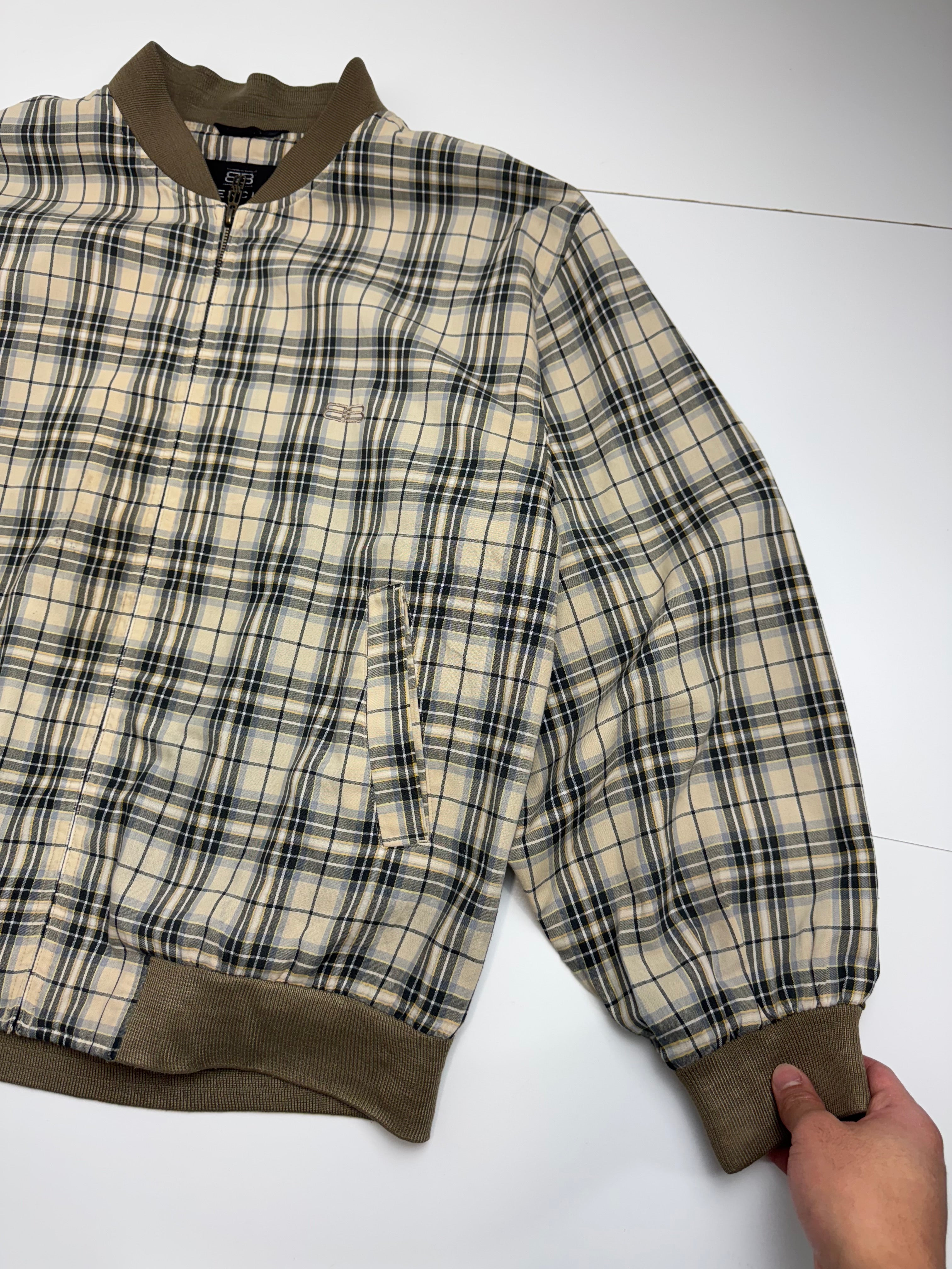 Vintage Balenciaga Paris Plaid Harrington Jacket Beige