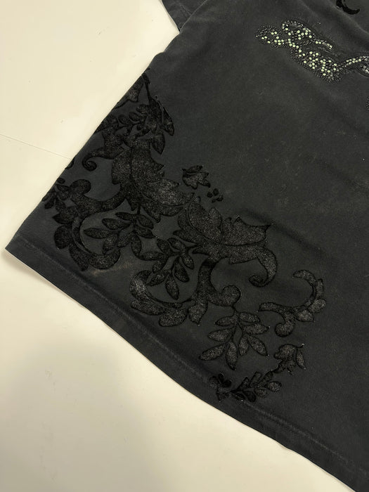 Vintage Y2K Karl Kani Velvet Flower Tee Black | Vitnage Clothing Store Canada