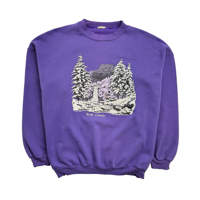 (M) Vintage Banff Canada Nature Sweatshirt Light Purple