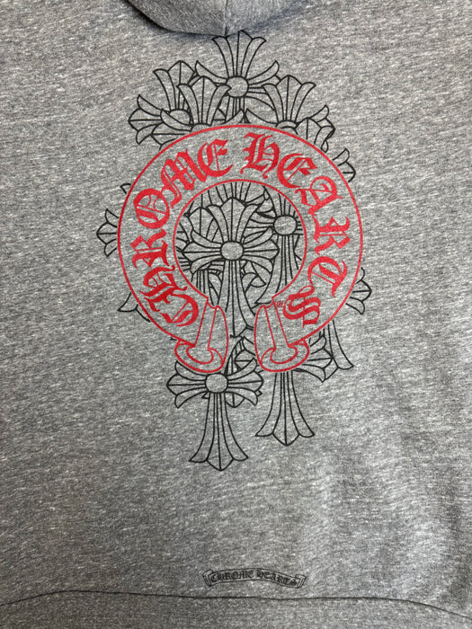 Chrome Hearts Red Horseshoe Multi Cross Zip Up Hoodie Grey | Vitnage Clothing Store Canada