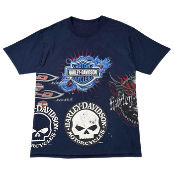 Vintage Harley Davidson Reversible Polar Bear Test Print Sample Tee Navy