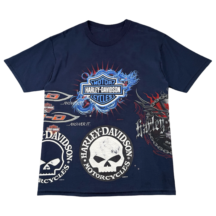 Vintage Harley Davidson Reversible Polar Bear Test Print Sample Tee Navy | Vitnage Clothing Store Canada