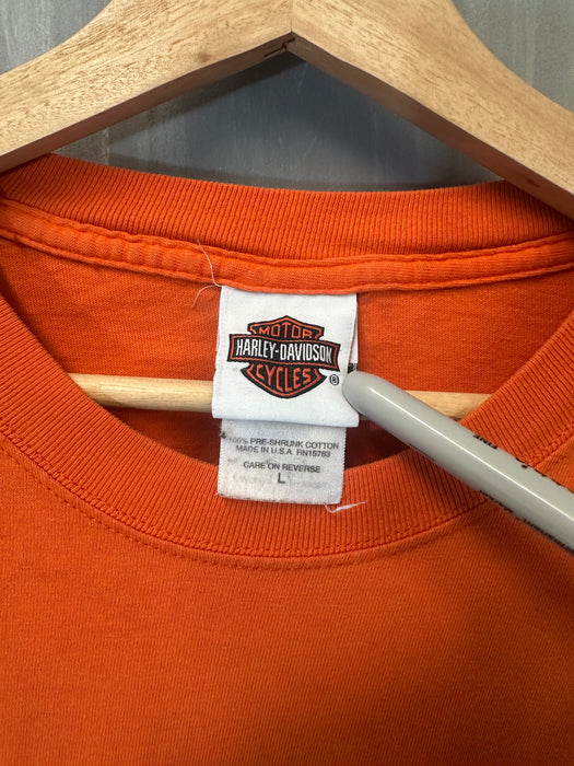 Vintage ‘05 Harley Davidson L/S Tee Orange | Vitnage Clothing Store Canada