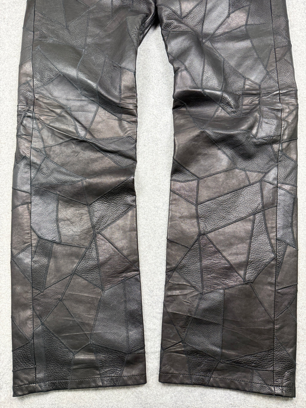 FA18 Balenciaga Patchwork Genuine Leather Pants Black