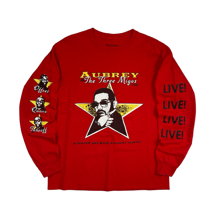 Drake Scorpion Aubrey & The Three Migos Tour L/S Tee Red (USED) | Vitnage Clothing Store Canada