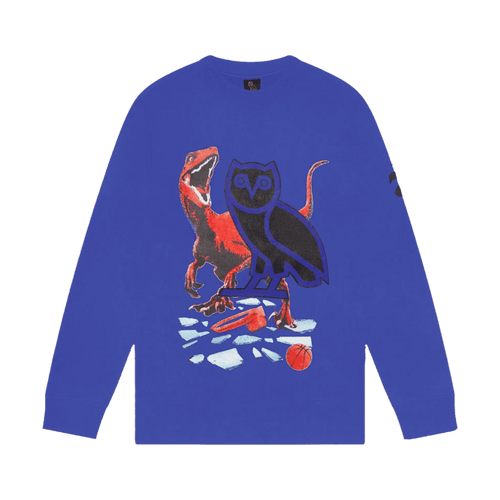 OVO Jurassic Park Shattered Backboard Crewneck Raptors Purple | Vintage Clothing Store Canada