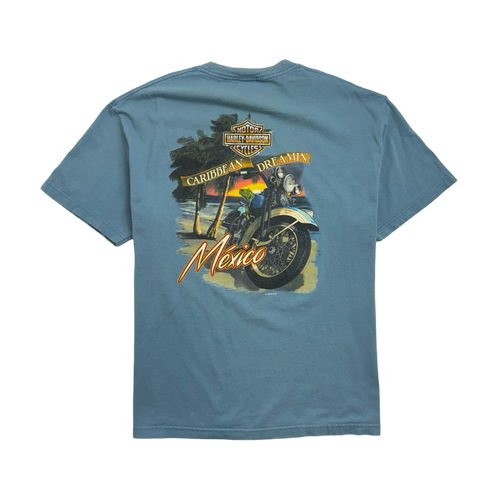 Harley Davidson Cancun Mexico Tee Light Blue | Vintage Clothing Store Canada