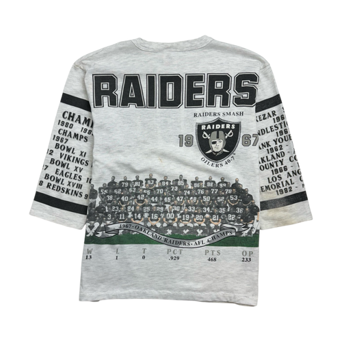 (M) Vintage 90s Raiders Quarter Sleeve Tee White | Vintage Clothing Store Canada