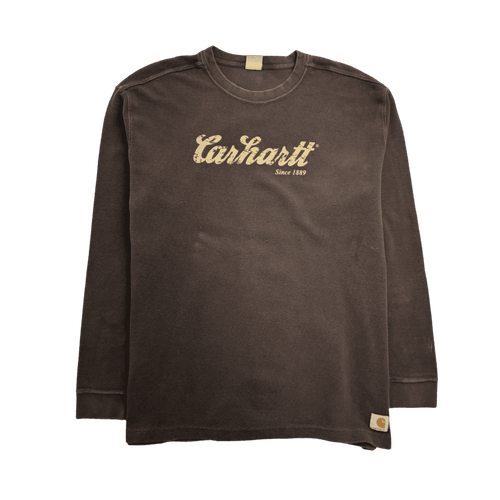 (XL) Vintage Waffle Knit L/S Tee Brown | Vintage Clothing Store Canada