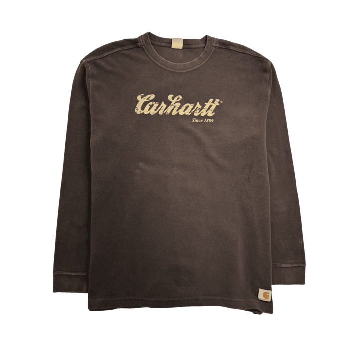 (XL) Vintage Waffle Knit L/S Tee Brown | Vitnage Clothing Store Canada