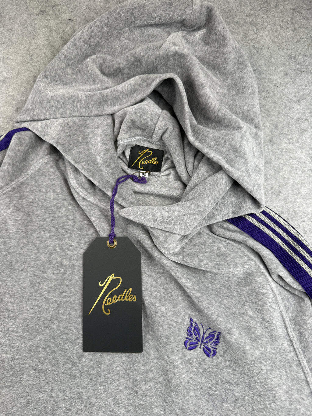 Needles Narrow Track Hoody Velour SS22 Grey