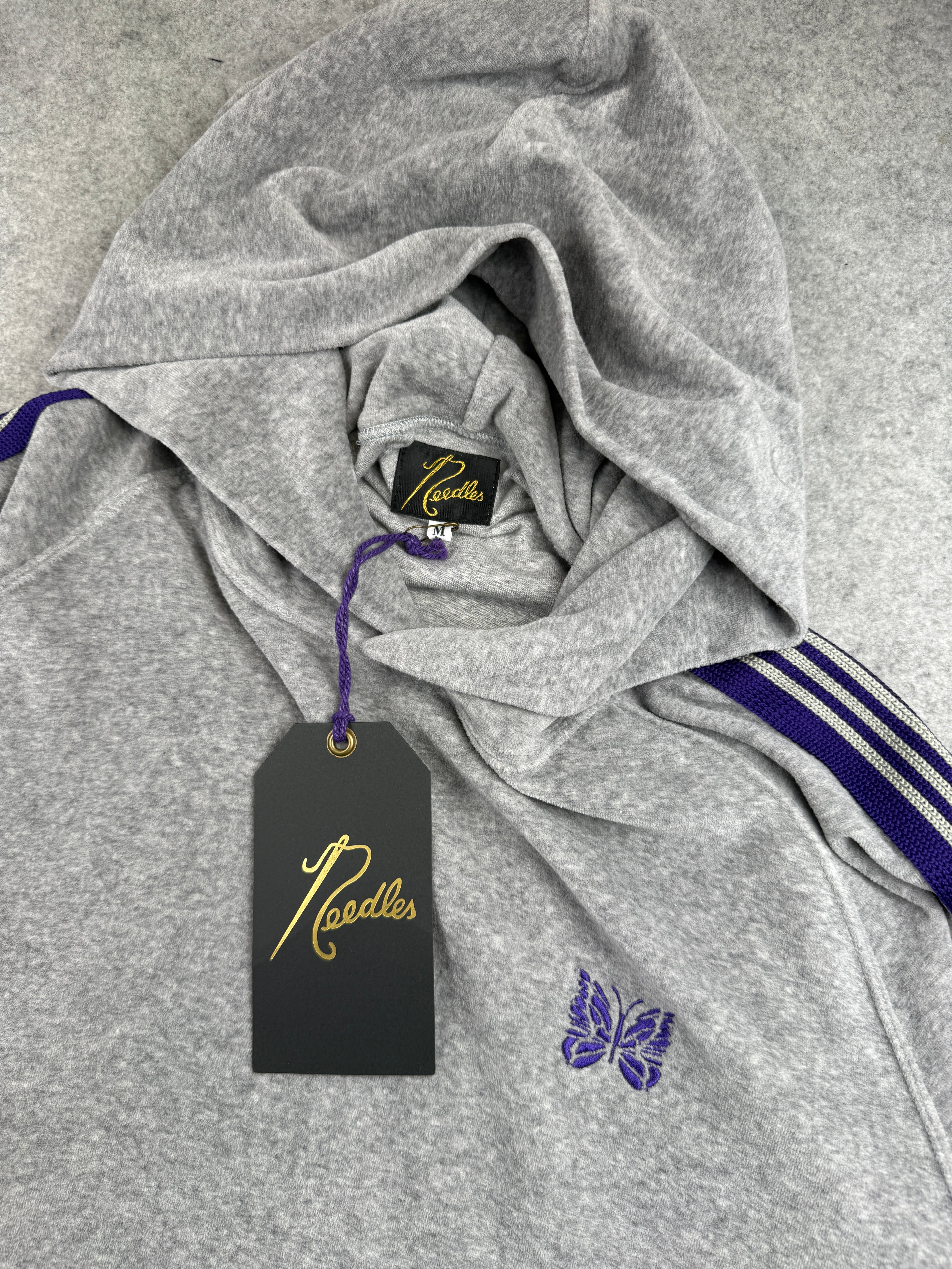 Needles Narrow Track Hoody Velour SS22 Grey