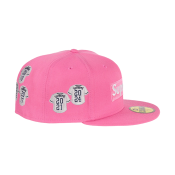 Supreme Jerseys Box Logo New Era Fitted Hat Pink