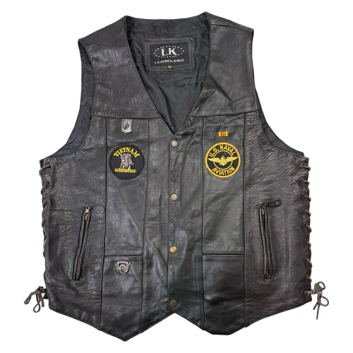 Vintage U.S Naval Aviation Leather Vest Black | Vintage Clothing Store Canada