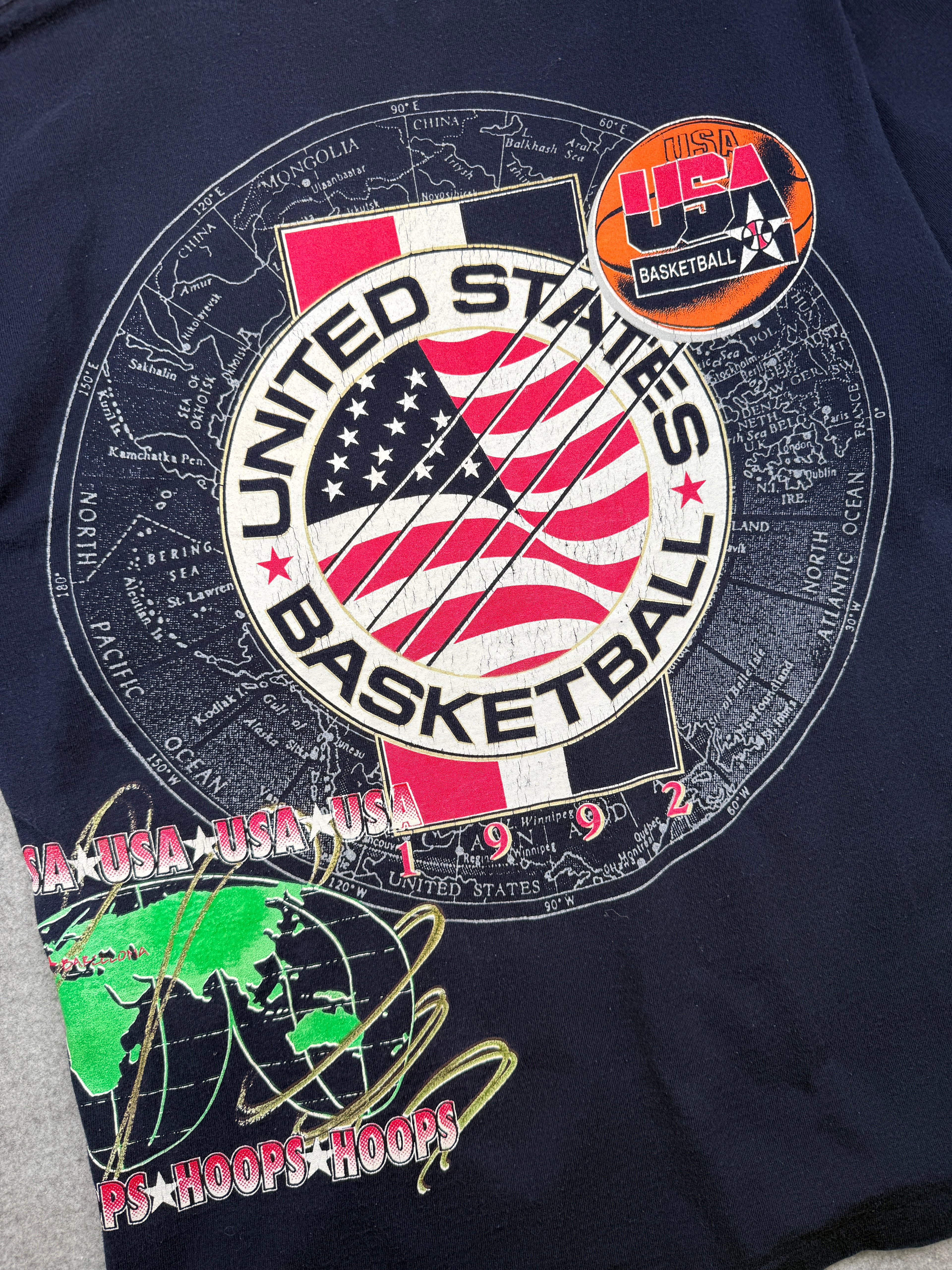 Vintage 1992 USA Basketball World Tour Tee Navy