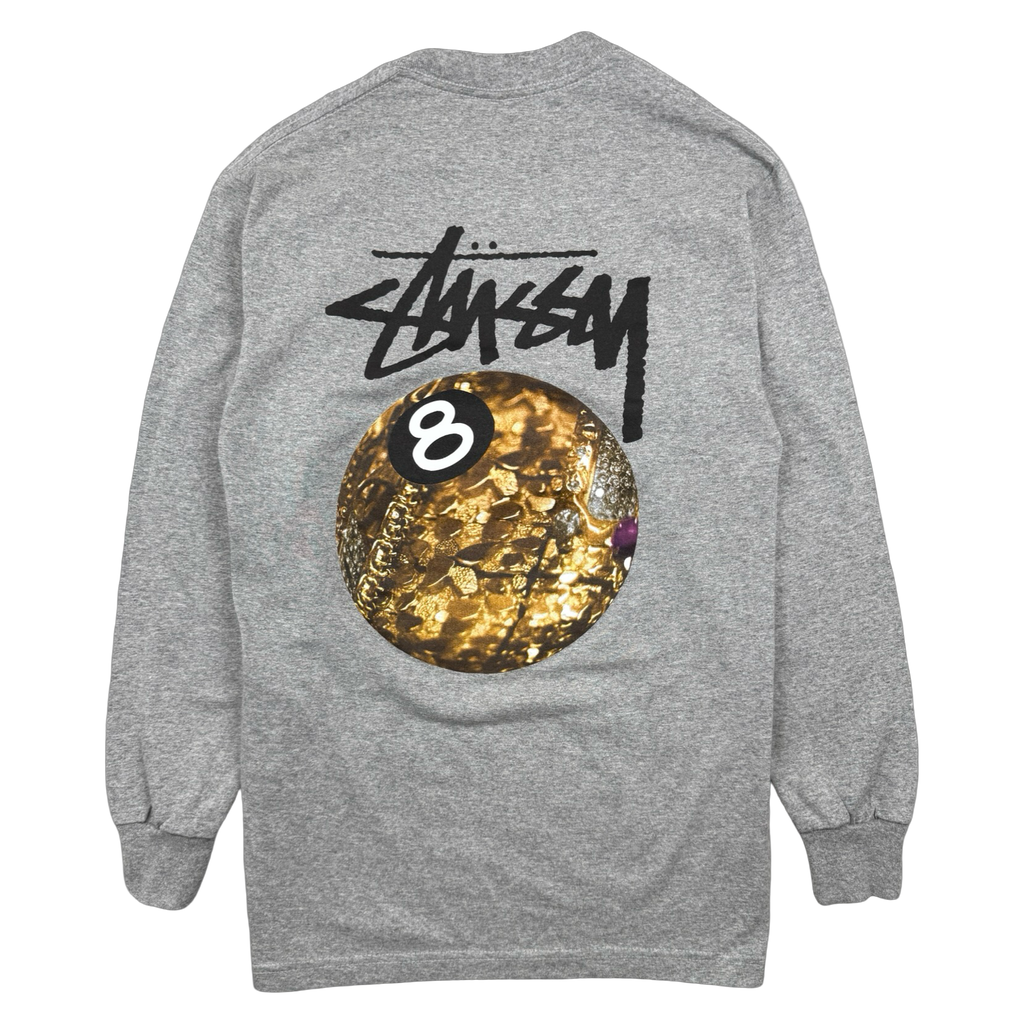 Vintage Stussy Golden 8 Ball L/S Tee Grey