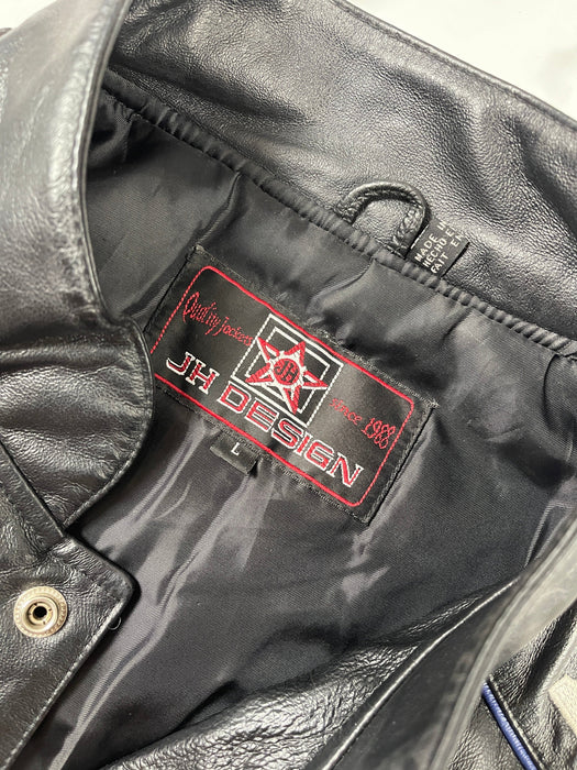 Vintage JH M&M's Nascar Leather Jacket Black | Vitnage Clothing Store Canada